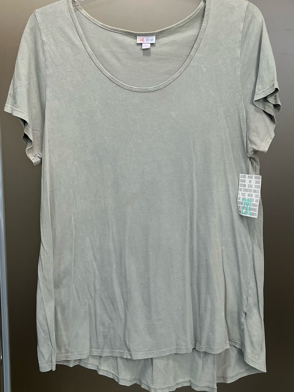 LuLaRoe Light Sage Green Scoop Neck Short Sleeve Top